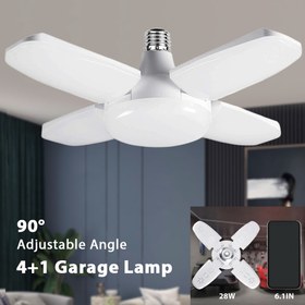 Resim Kasotile LED Garaj Işığı, 28W, 2000LM, 3000K/6500K Güneş Işığı Beyaz, 4 Ayarlanabilir LED Panosu, E27 Taban, İç/ Dış Kullanım, Depo, Atölye, Alt Kat, Garaj Aydınlatması için İdeal|Modern Tavan Işığı|Enerji Verimli Aydınlatma 