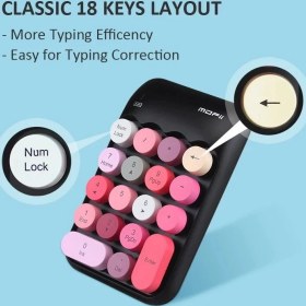 Resim Renkli Daktilo Tarzı Vintage Kablosuz Wıreless Numeric Keypad 18 Tuşlu Sayısal Klavye Numpad 