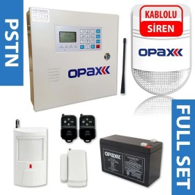 Resim OPAX OPAX-2545 Pstn Panel & Bgr-10 Kablolu Sirenli Full Alarm Seti Akü Dahil ( 2545+BGR-10+AKÜ) 