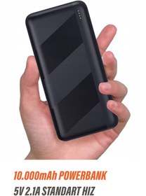 Resim 10000 Mah Powerbank Lithium Polymer 5v 5.1a Standar Hızlı Taşınabilir Şarj Cihazı Siyah - Siyah 