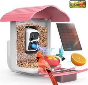 Resim PAV - Akıllı Kuş Yemliği, Güneş Enerjili Kamera 2K HD - Pembe 