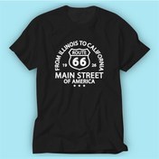 Resim Main Street Of America Siyah Baskı Logo Tshirt Modeli 