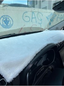 Resim SSS TEKSTİL BEYAZ peluş torpido havlusu-Torpido Göğüs Havlusu-her araca uyumlu 