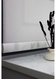 Resim Çift Mekanizmalı Çizgili Tül & Mat Gri Stor Perde % 90 Işıgı Kesm 