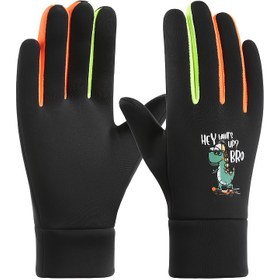 Resim 1 Adet Erkek & Kız Çocuk Termal Kış Eldiveni - Ağır Hizmet Soğuk Hava Kayak, Bisiklet ve Yürüyüş Eldivenleri Neon Yeşil&Turuncu Detaylı - 3-13 Yaş İçin Kalın Tutuşlu Elastik Kompozit Kumaş ve Yumuşak Astarlı Kar Sporlarına Uygun Dış Mekan Etkinlikleri İçin İdeal Kolay Temizlenebilen (Siyah/Neon Renkler) Genç Çocuklara Özel Farklı Çok Boyutta Sıcak Kadife Astarlı 3-13 Yaş İçin uygundur: kayak bisiklete binme ve kar maceraları için, önlüklere, orta mevsim eldivenine 