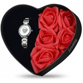 Resim Forentina Beyaz Güllü Kutuda Kalpli Bayan Kol Saati - Kalpli Takı 