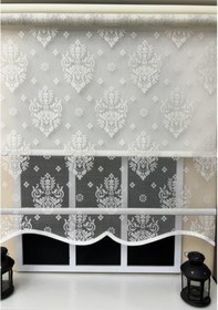 Resim Çift Mekanizmalı Ekru Tül Perde Ve Ekru Stor Perde St 121 Beyaz 