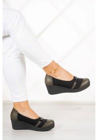 Resim Erkan Saçmacı Blake Haki Hakiki Deri Dolgu Topuklu Streç Günlük Ayakkabı Haki 