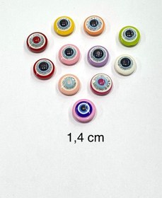 Resim Bebek Düğmesi / Nazar Boncuğu Model 2 / 10 Adet / - Beyaz 