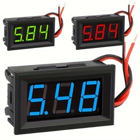 Resim DC 5-120V için Kompakt Dijital Voltmetre - LED Ekran, Araba & Motosiklet Akü Monitörü, Kolay Kablolama Kurulumu, Kırmızı/Mavi/Yeşil 