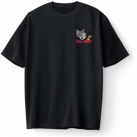 Resim Bumeta Tom And Jerry Kedi Fare Çizgi Dizi Cartoon Network Oversize Unisex Tişört T-shirt Siyah 