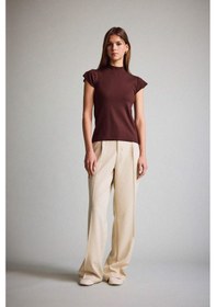 Resim Defacto Wide Leg Fermuarlı Yüksek Bel Standart Boy Pantolon F9747ax25aubg722 Bej 