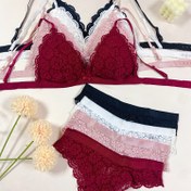 Resim 4 adet Kadın İç Çamaşırı Seti - Romantik Çiçek Desenli Dantel Sütyen ve Külot Seti, Düz Renk, Rahat Stil, Yetişkinler İçin Mükemmel, Yetişkin İç Çamaşırı|Çiçek Desenli Dantel Tasarımı|Dantel Kenar, İç Çamaşırı Setleri 