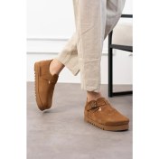 Resim Oxford Hakiki Deri Mantar Taban Ortopedik Yüksek Eva Ayakkabı 