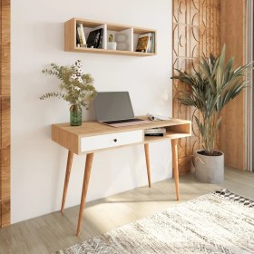 Resim Bimossa V5120 Janus Raflı Çalışma Masası Çekmeceli Sepet-Beyaz 