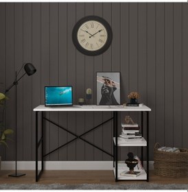 Resim Raflı Metal Çalışma Masası-metalçm01-beyaz Beyaz 