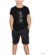 Resim Forest Siyah Çocuk Tişört Beyaz 