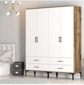 Resim Variant Kumsal 4 Kapılı Tt Gardrop - Ceviz / Beyaz 
