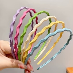 Resim 6 adet Tatlı Şeker Renkli Dalga Kolye - Kadınlar için İnce Reçine Saç Halkaları, Minimalist Günlük Saç Aksesuarları, Düz Renk, Ramazan Bayramı için İdeal, Saç Halkası Aksesuarları 