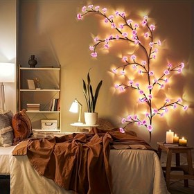 Resim 72/96/144 LED Esnek Pembe Kiraz Çiçeği Dalı Işıklar, 1.5m/1.8m/2.3m Dokuma Dallı Dekoratif Aydınlatma – Ev Atmosferi, Partiler ve Bayramlar İçin Mükemmel – Doğum Günü, Noel, Cadılar Bayramı ve Şükran Günü Süslemeleri için İdeal Hediye 