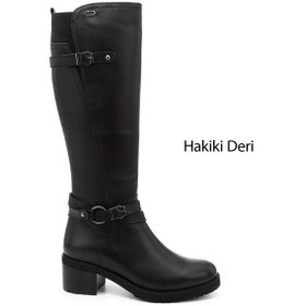 Resim Gönderi(R) Gönderi R Kadın Siyah Fermuarlı Kalın Topuklu Hakiki Deri Çizme Gkzc13444562 Siyah 