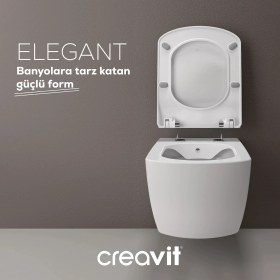 Resim Creavit Elegant Beyaz Kanalsız Asma Klozet EG321, Creavit Elegant Yavaş Kapak 