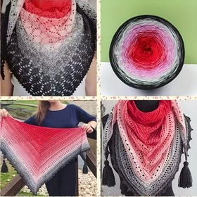 Resim 300g parlak çizgi kek çizgisi gradyan uzun bölüm boyalı geçiş renkli şal eşarp prenses etek el örgüsü çizgi 