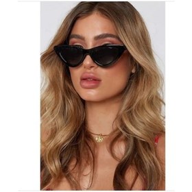 Resim Retro Üçgen Cat Eye Güneş Gözlüğü Siyah 
