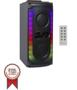 Resim KTS-1812 Kablosuz Kumandalı Rgb Ledli Taşınabilir Bluetooth Hoparlör Usb-Tf-Fm Radyo Siyah 