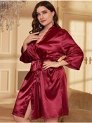 Resim Florieren Ev Kıyafeti Kısa İpek Bağlamalı Sabahlık 243388496 Mat Kırmızı 