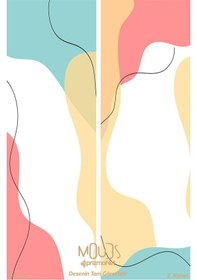 Resim Quiet Desenli Süet Oturma Odası Salon Fon Perde Dijital Baskılı Ekstrafor Büzgü 2 Kanat Prd-1048 Çok Renkli 