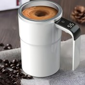 Resim 1 Adet 380ml Şarj Edilebilir Manyetik Döner Tasarımlı Elektrikli Kahve Kupası, Otomatik Karıştırma ve Dijital Ekranlı, Paslanmaz Çelik Seyahat Kupası için Kolay Temizlenebilir, Kahve & Çay İçin 