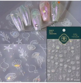 Resim Denizyıldızı Japon Balığı Denizanası Denizatı Kabarcıklar Kabuklu Okyanus Gevrek Balina Sazan Yapışkanlı Nail Art Etiketler Manikür Çıkartmaları 