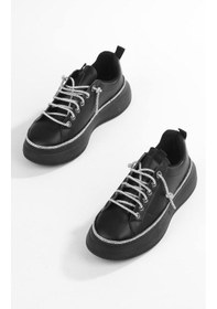 Resim Paris Siyah Taşlı Ve Şık Tasarım Günlük Sneaker Mh2456-1-siyah Siyah 