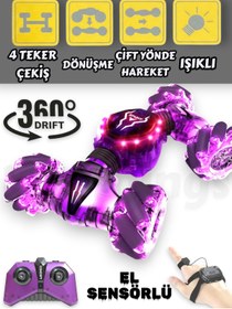 Resim YILDIRIM OYUNCAK Uzaktan Kumandalı ve Bilekten Kontrollü Led Işıklı 360° Akrobatik Drift 4X4 Oyuncak Arabası 
