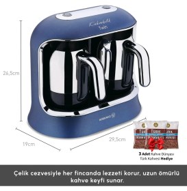 Resim Korkmaz Çift Hazneli Mavi ve Krom Renkli Kahve Makinesi Azura/krom Kahvekolik Twin 