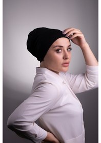 Resim Halven Siyah Pratik Hazır Geçmeli Iç Bone Viskon Kumaş Dikişsiz 3003_01 Siyah 