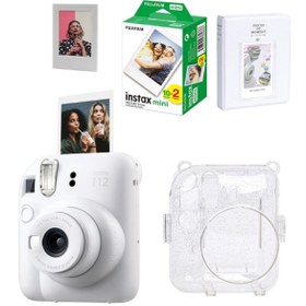 Resim Fujifilm Instax Mini 12 Beyaz Fotoğraf Makinesi Simli Pleksi Kılıf Pvc Albüm 20'li Film Ve Çerçeveli Hediye S 