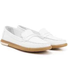 Resim GÖNDERİ(R) Kadın Beyaz Rok Hakiki Deri Comfort Loafer 