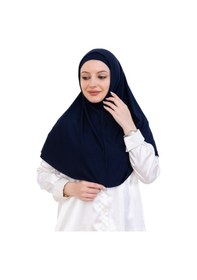 Resim Modish Group Hazır Türban & Başörtü Viskon Bone Setli Rahat Tesettür Şal İslami Giyim - Krem Lacivert 