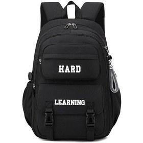 Resim Su Geçirmez Oxford Kumaş Sırt Çantası 15,6 Laptop Bölmeli, Okul & Günlük Kullanım 32 22 48 Cm, Unisex Siyah 