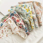 Resim Kadın Çiçek Desenli Başlık Bandanası - Bahar ve Yaz Boho Stili, Esnek Güneş Kremi Başlık Bandı, Plaj ve Seyahat için, Canlı Çiçek Desenleri, Polyester 