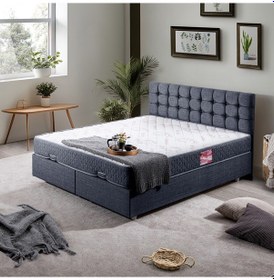 Resim Venedik Çift Kişilik Baza Başlık Letto Yatak Seti - Lacivert 180 x 200 