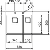 Resim Teka - FORLINEA RS15 2B 580 - Ankastre/Tezgaha Sıfır Eviye - Paslanmaz Çelik - 58 cm - 115030013 