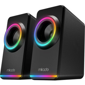 Resim Mikado MD-182 2.0 3W*2 Siyah RGB Aydınlatmalı USB + 3.5mm USB 5V Speaker Hoparlör 