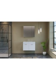 Resim Orka Bafa 80 Cm Mdf Banyo Dolabı Alt Modül Ve Lavabo Beyaz 