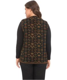 Resim Kadın Etnik Model Triko Örgü Kilim Yelek 1070-siyah Siyah 