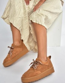 Resim V602045402 Taba Süet Kalın Tabanlı Günlük Kadın Ayakkabı Taba-süet 