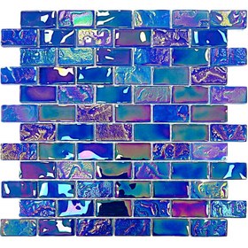 Resim MozaiKristaL Tüm yüzeyler için 23x48mm. Blue Mix, 30x30 Fileli Kristal Cam Mozaik (11 File = 1 m2 Fiyatı.) 
