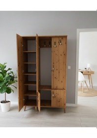 Resim Zerkaconcept Belin 3 Kapaklı Portmanto Vestiyer Ayakkabılık Dolap Çam - M1 Çam 